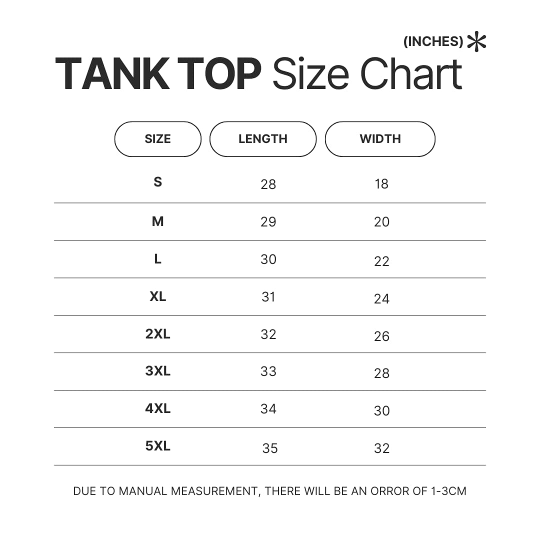 Tank Top Size Chart - Kamisama Kiss Merch
