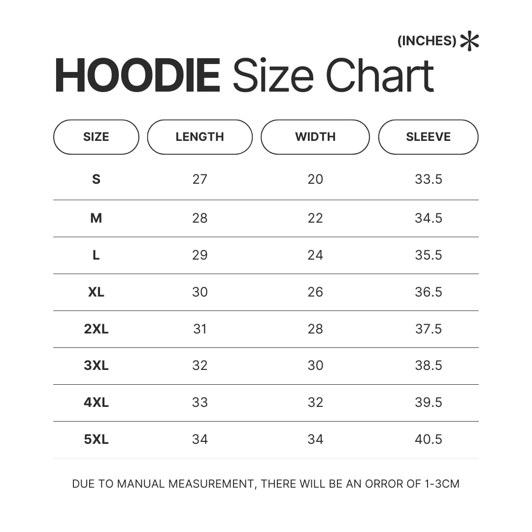 Hoodie Size Chart - Kamisama Kiss Merch