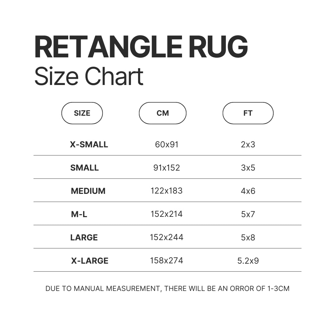 Retangle Rug Size Chart - Kamisama Kiss Merch